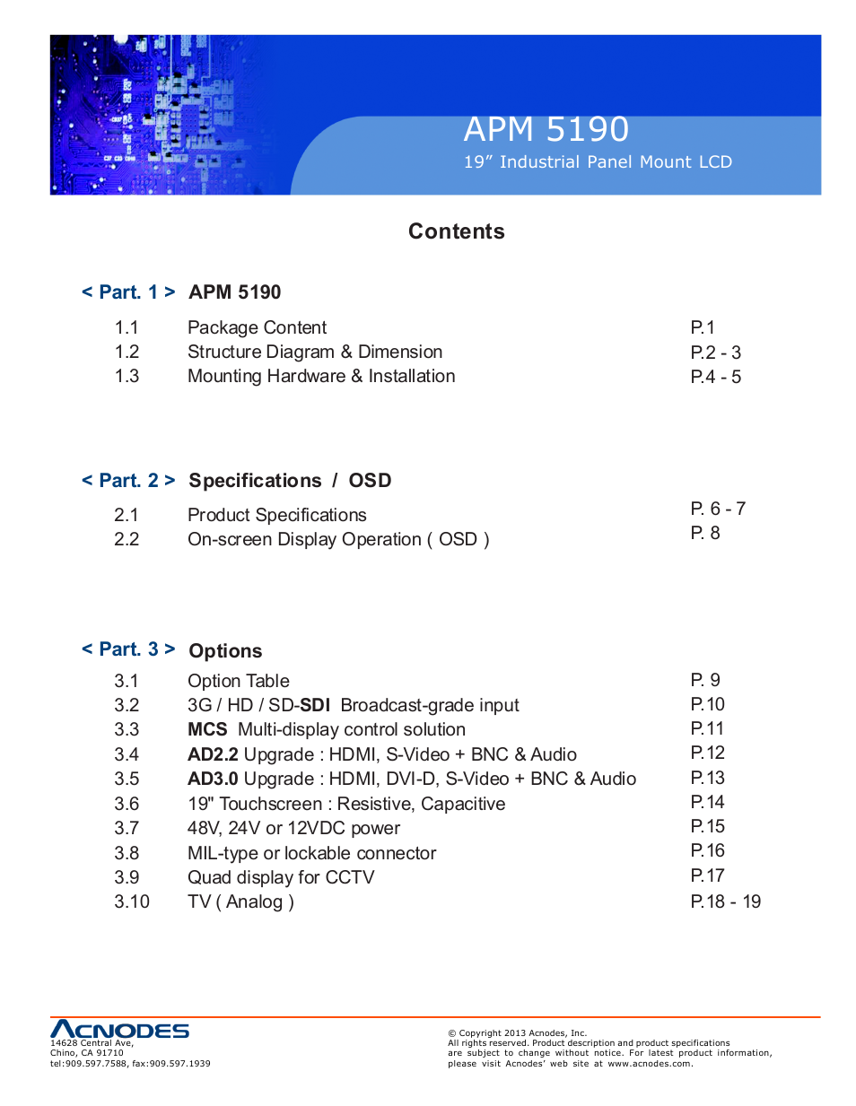 Acnodes APM 5190 User Manual | Page 3 / 24