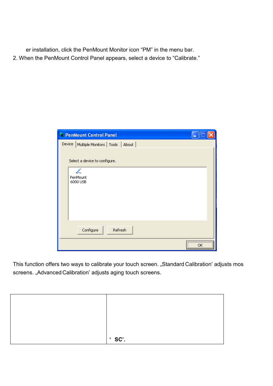 2 software functions, Penmount control panel, Device | Calibrate | Acnodes PC 8719 User Manual | Page 74 / 85