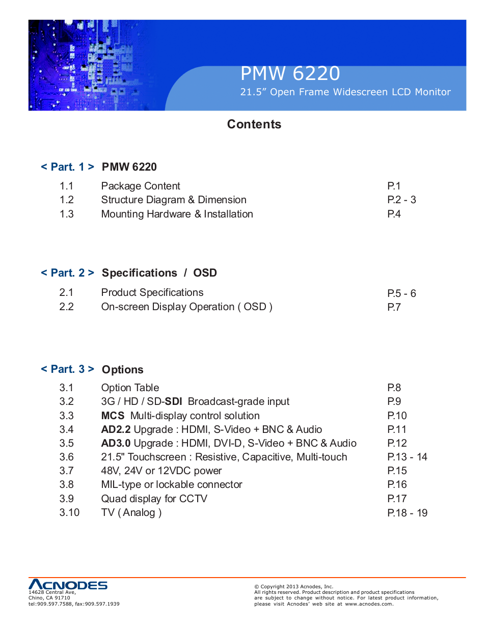 Acnodes PMW 6220 User Manual | Page 3 / 23