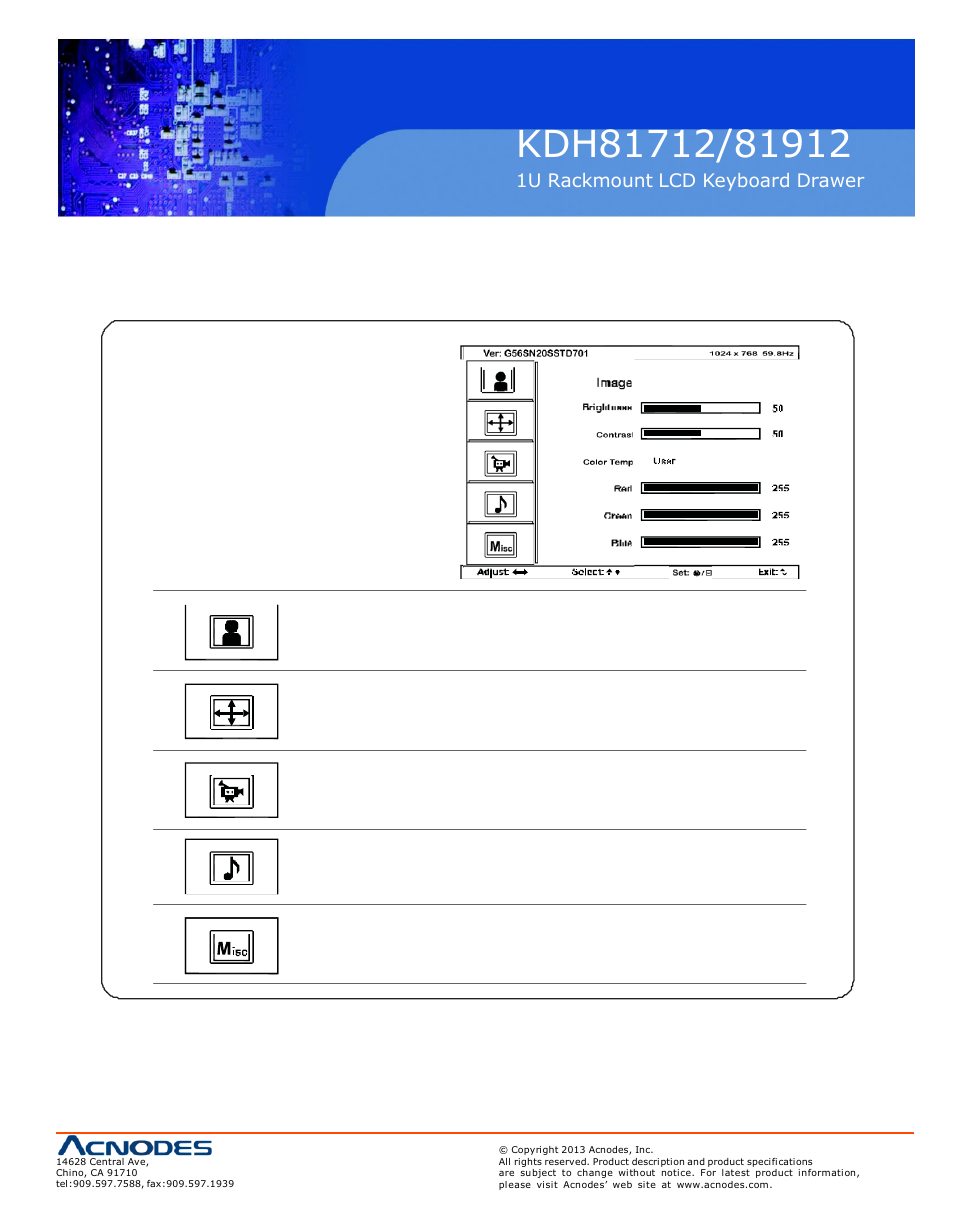 3 > on-screen display operation ( osd ) | Acnodes KDH 81712 User Manual | Page 15 / 22