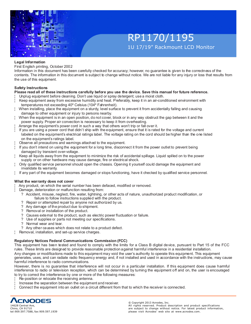 Acnodes RP 1195 User Manual | Page 2 / 15