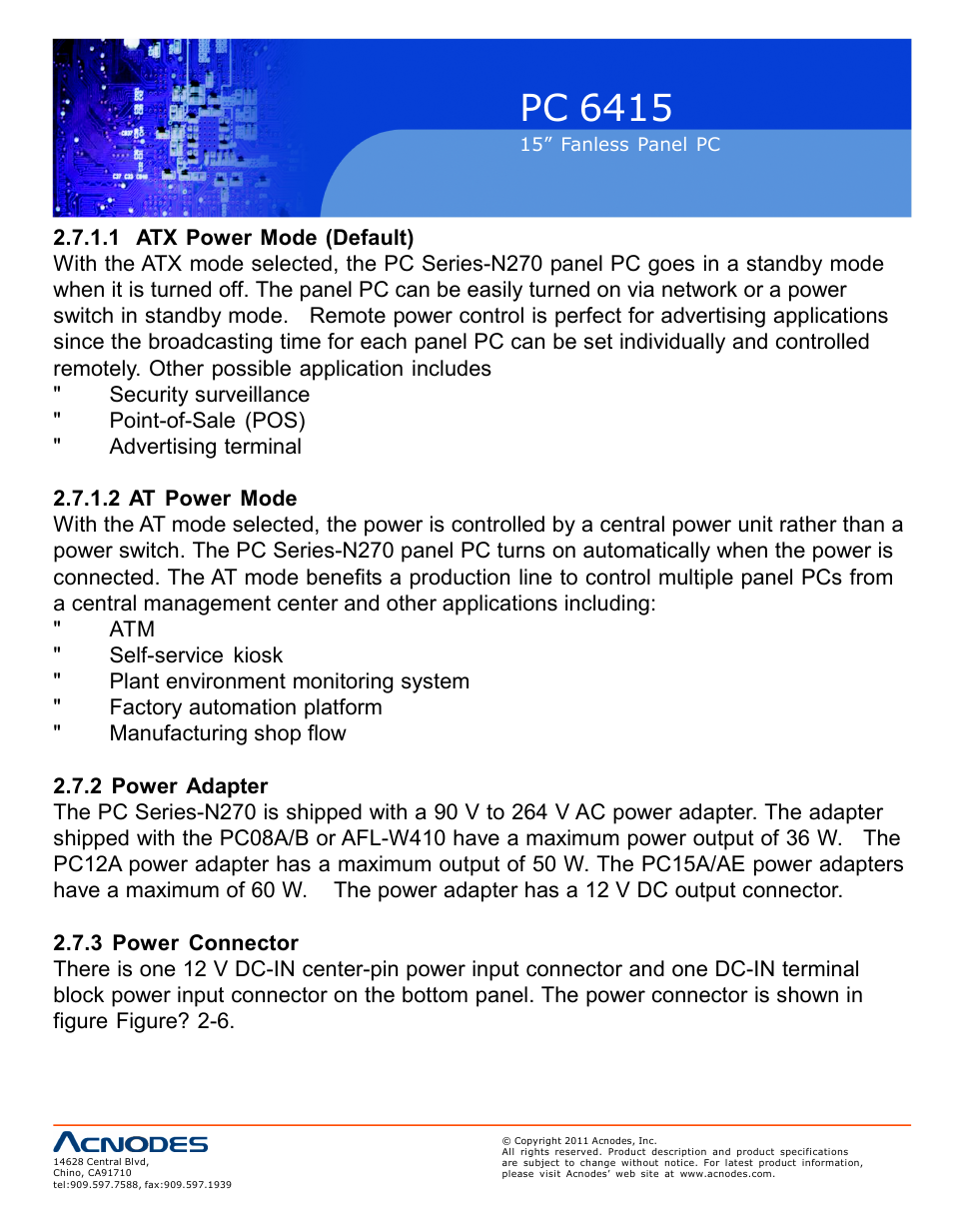 Pc 6415 | Acnodes PC 6415 User Manual | Page 22 / 107