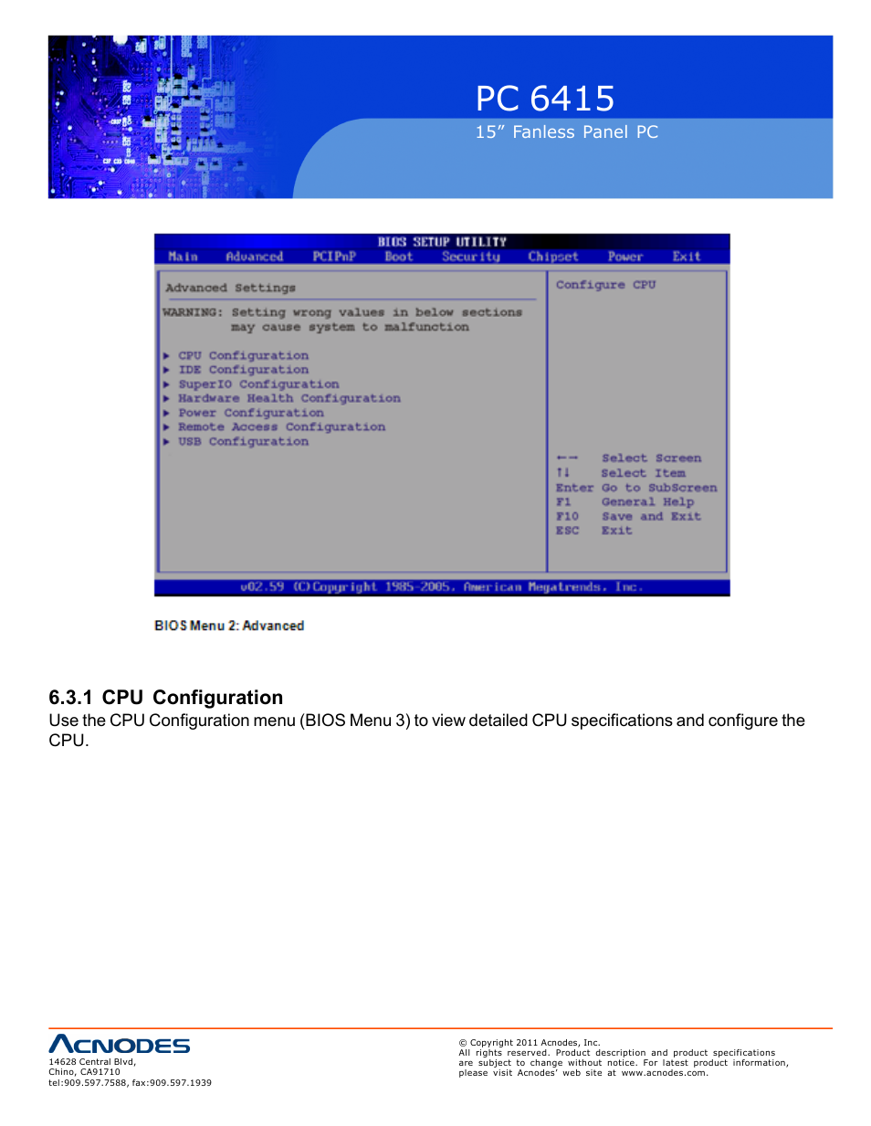 Pc 6415, 1 cpu configuration | Acnodes PC 6415 User Manual | Page 56 / 107