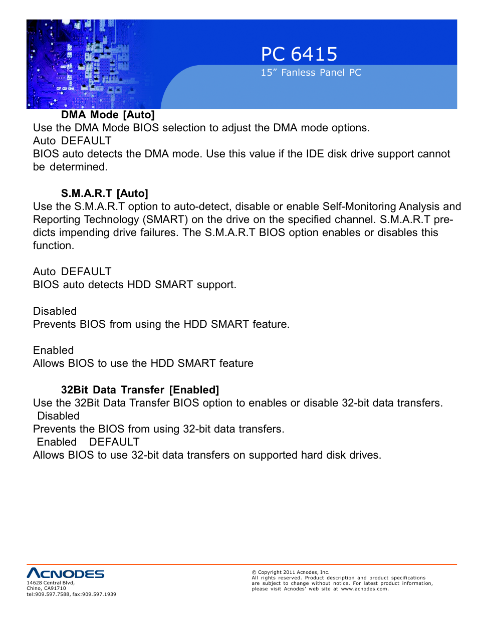 Pc 6415 | Acnodes PC 6415 User Manual | Page 62 / 107