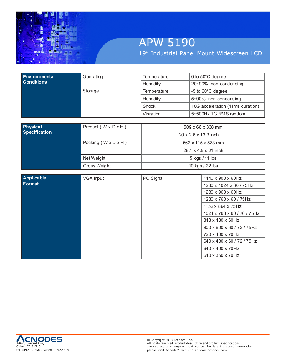 Apw 5190 | Acnodes APW 5190 User Manual | Page 11 / 24