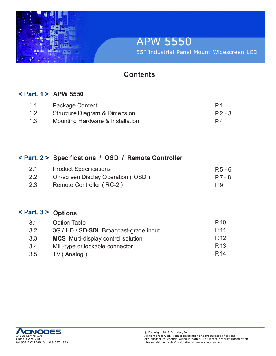 Acnodes APW 5550 User Manual | Page 3 / 18