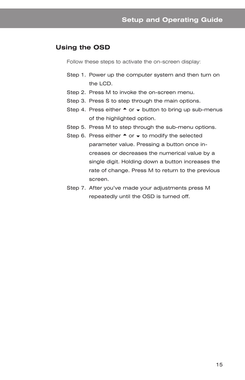 Setup and operating guide using the osd | Acnodes KD 5154 User Manual | Page 19 / 23