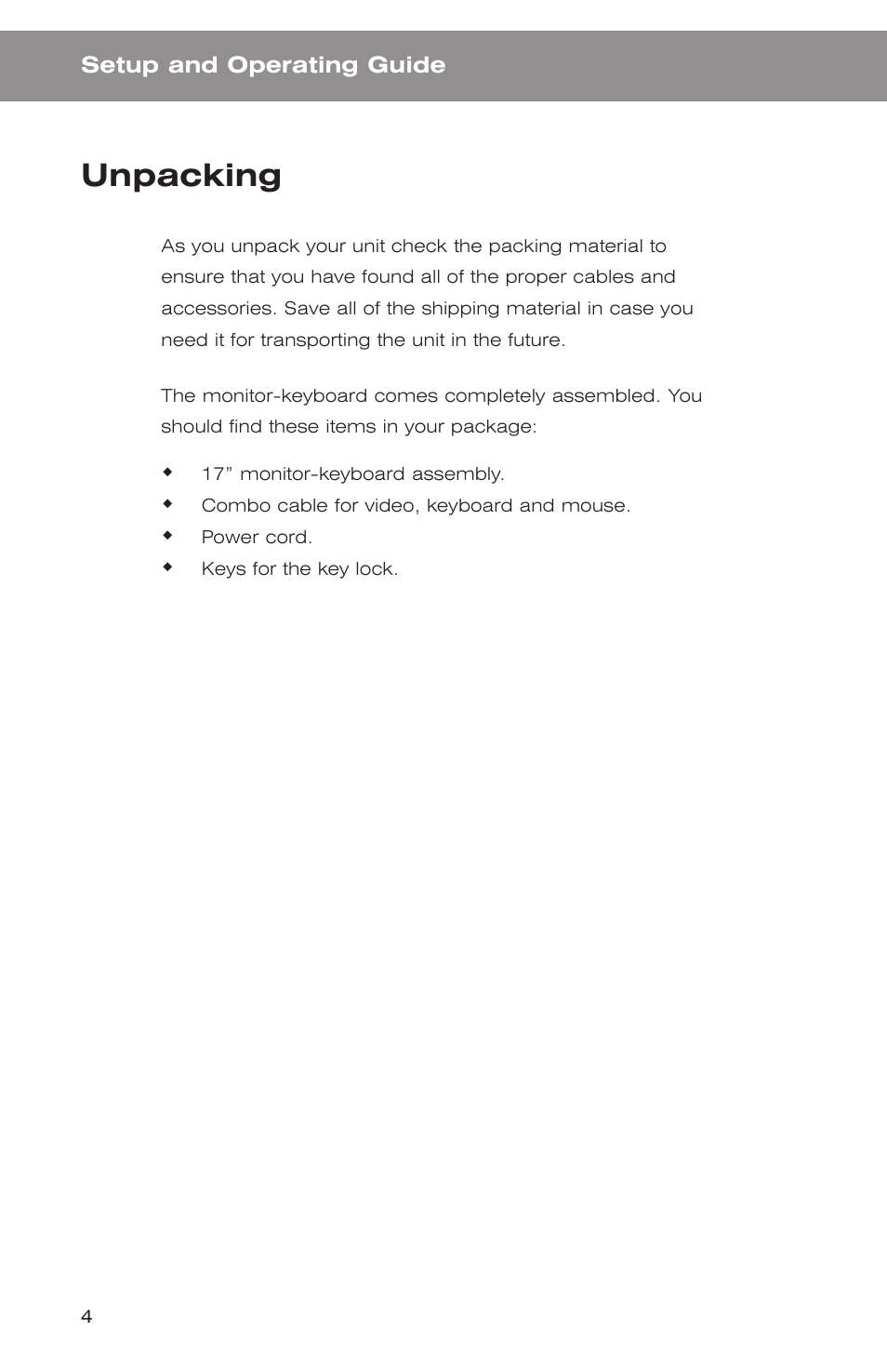 Unpacking | Acnodes KD 5154 User Manual | Page 8 / 23