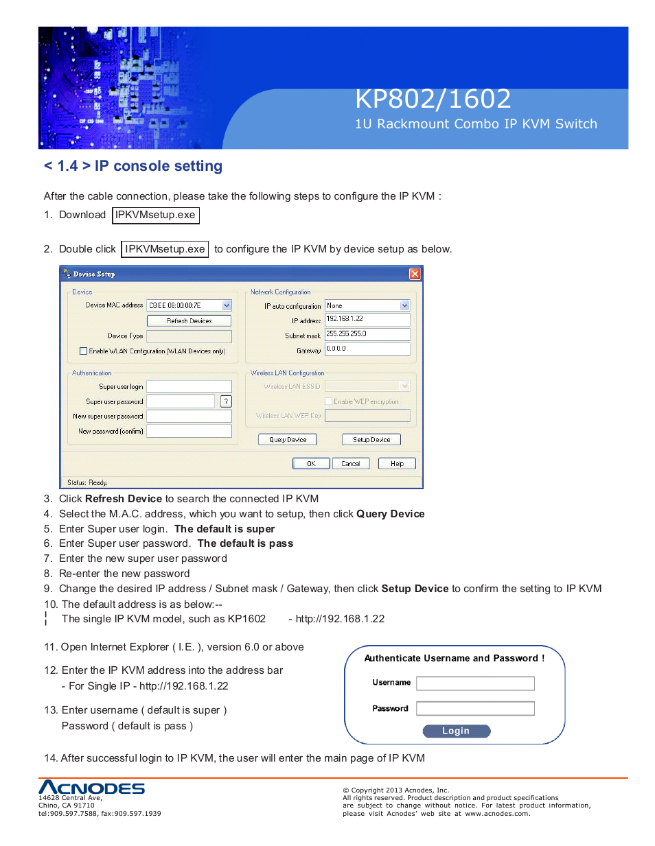 4 > ip console setting | Acnodes KP 802 User Manual | Page 7 / 14