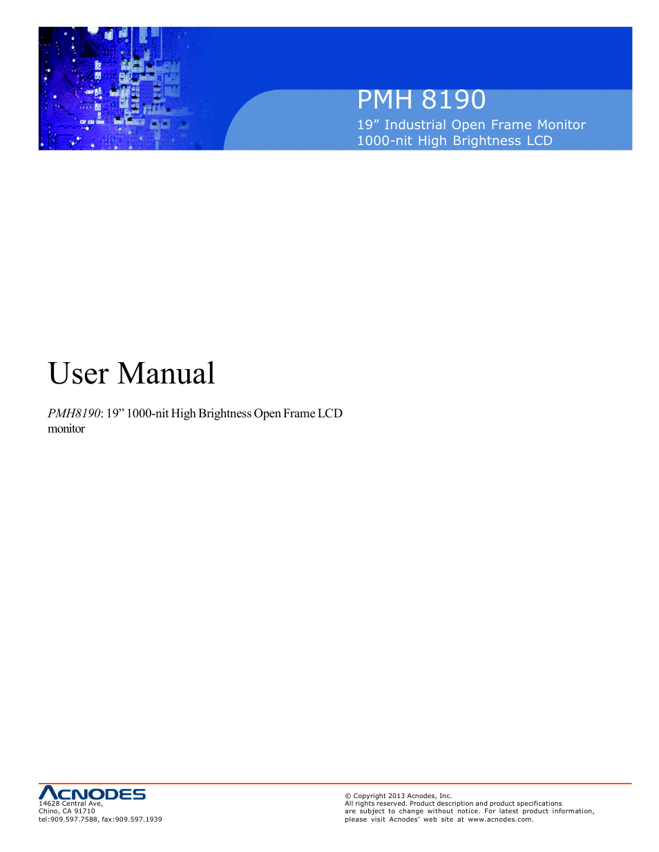 Acnodes PMH 8190 User Manual | 23 pages
