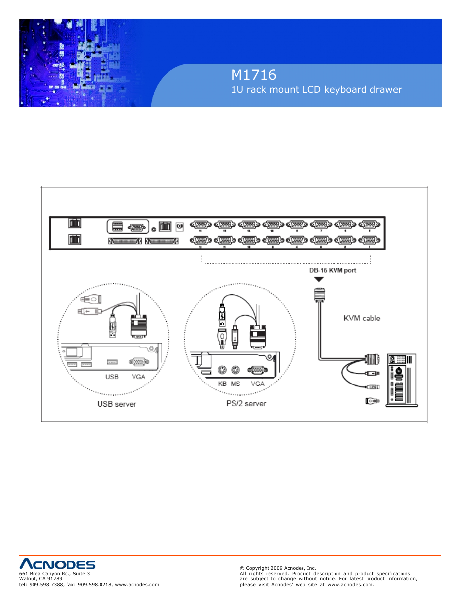 M1716, 1u rack mount lcd keyboard drawer, 3 connection kvm modules cont. 16 | Acnodes M 1716 User Manual | Page 18 / 28