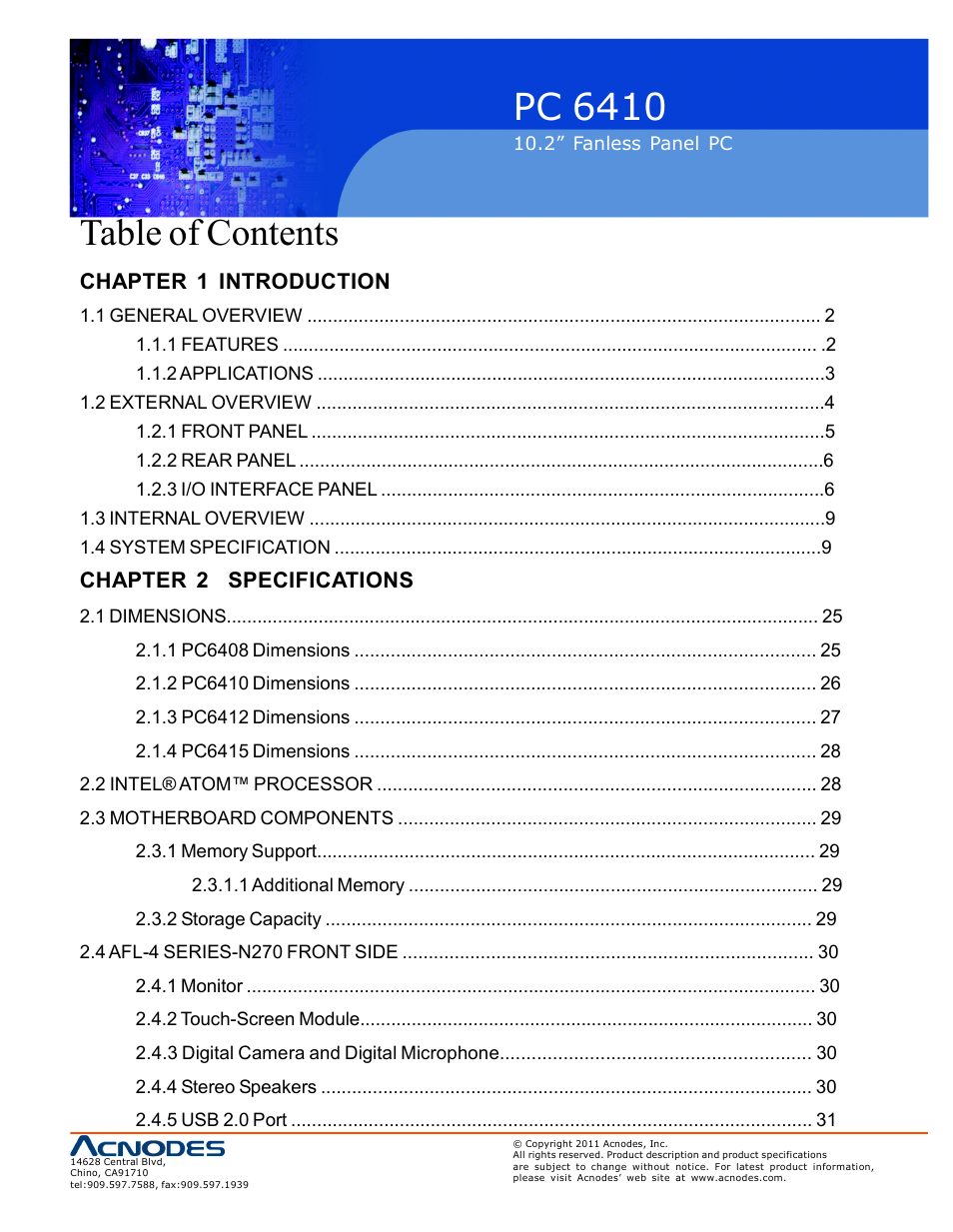 Acnodes PC 6410 User Manual | Page 3 / 107