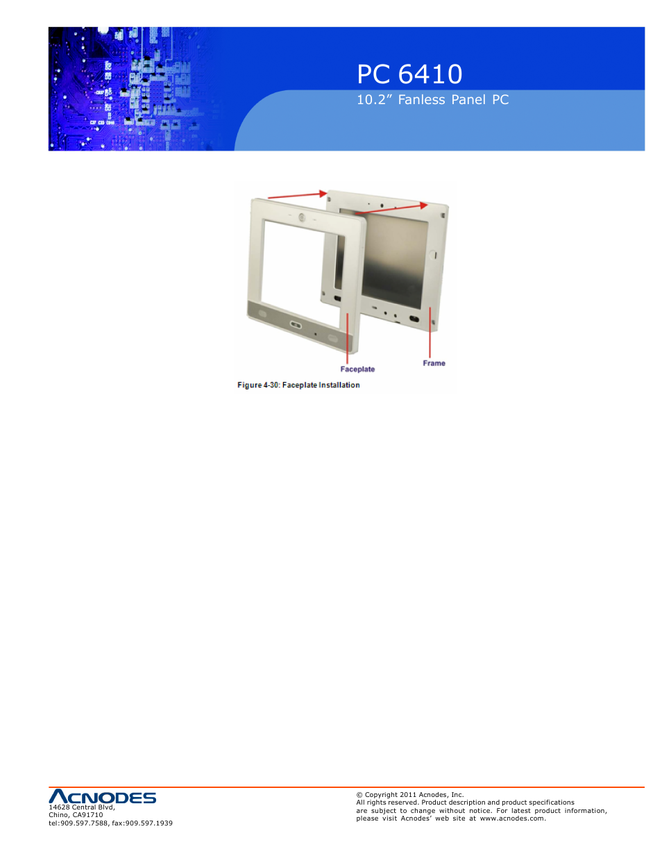 Pc 6410, 2” fanless panel pc | Acnodes PC 6410 User Manual | Page 47 / 107