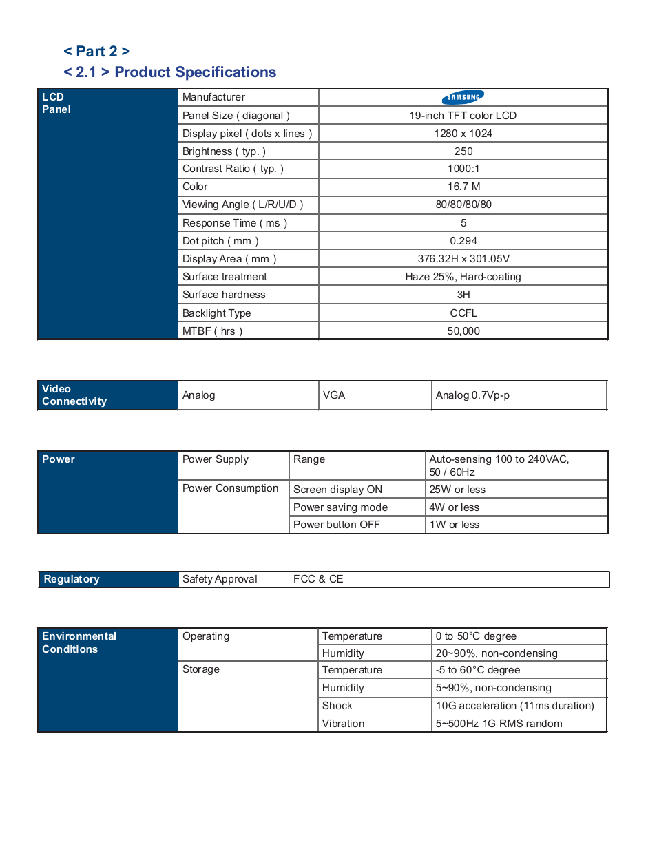 Part 2 > < 2.1 > product specifications | Acnodes RPQ 1190 User Manual | Page 8 / 24
