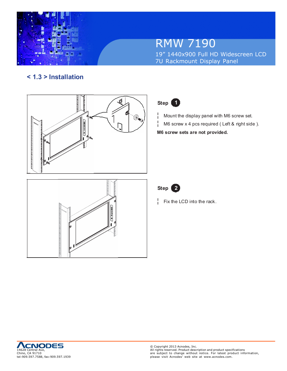 Rmw 71 90, 3 > installation | Acnodes RMW 7190 User Manual | Page 7 / 19