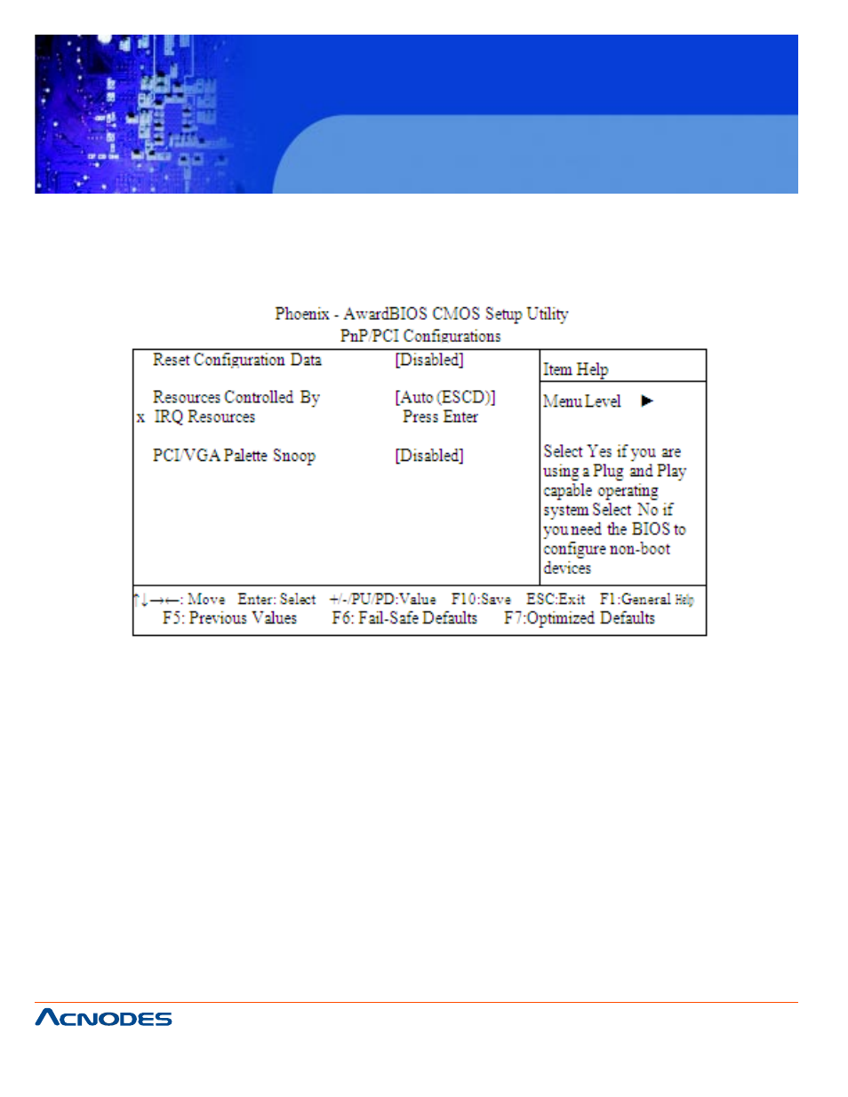Fes7610, 8 pnp/pci configuration | Acnodes FES 7610 User Manual | Page 56 / 81