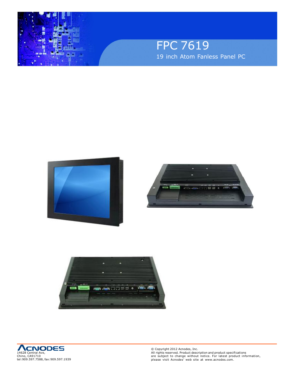Fpc 7619, 3 brief description of fpc 76xx | Acnodes FPC 7619 User Manual | Page 11 / 88