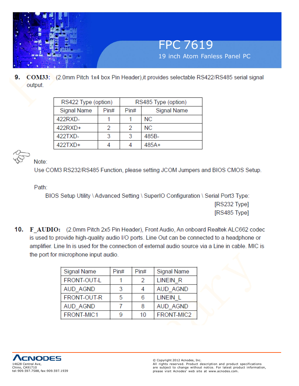 Fpc 7619 | Acnodes FPC 7619 User Manual | Page 22 / 88