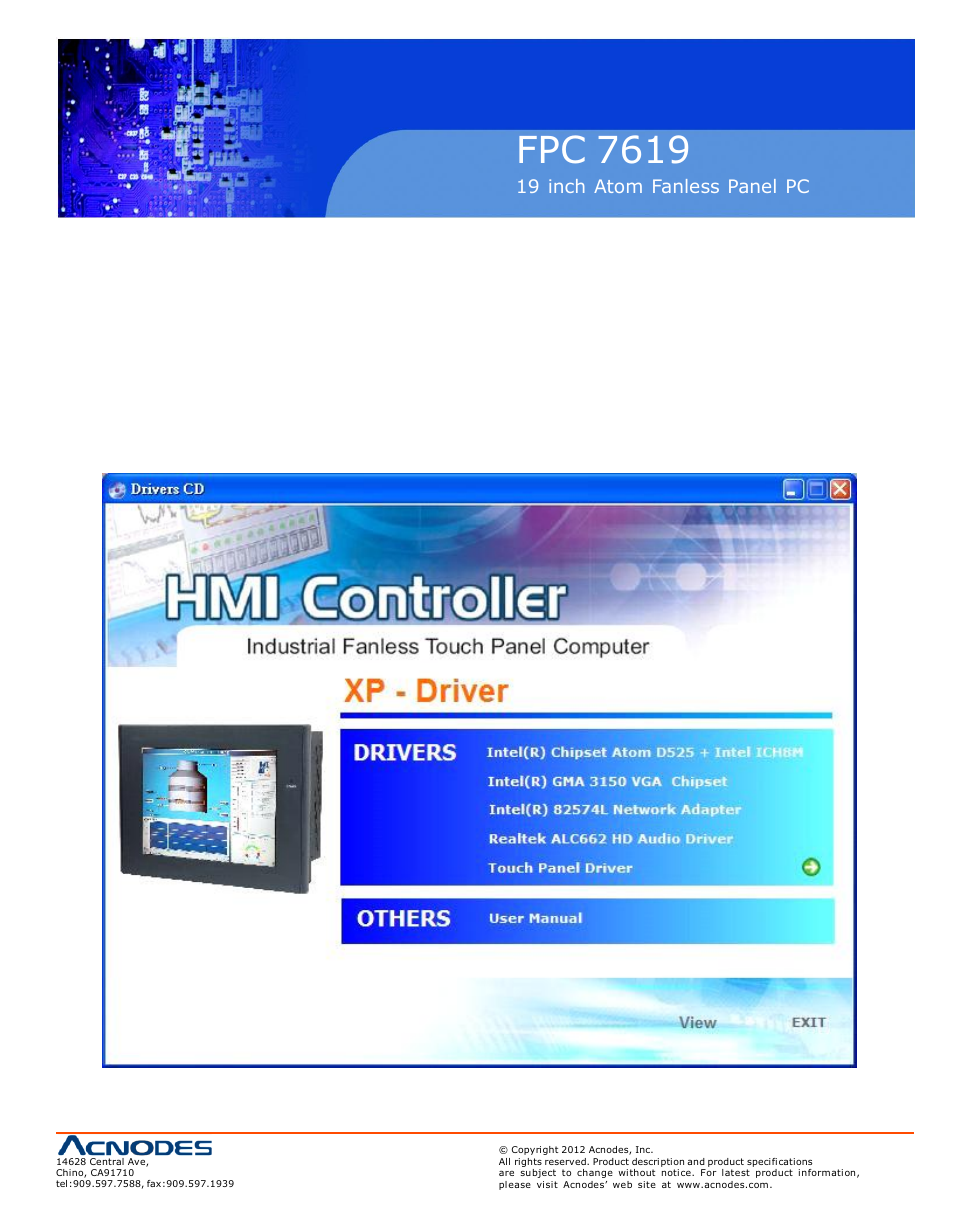 Fpc 7619, Chapter 4 installation of drivers | Acnodes FPC 7619 User Manual | Page 59 / 88