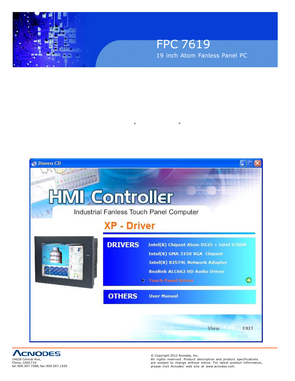 Fpc 7619, 1 installing software | Acnodes FPC 7619 User Manual | Page 74 / 88