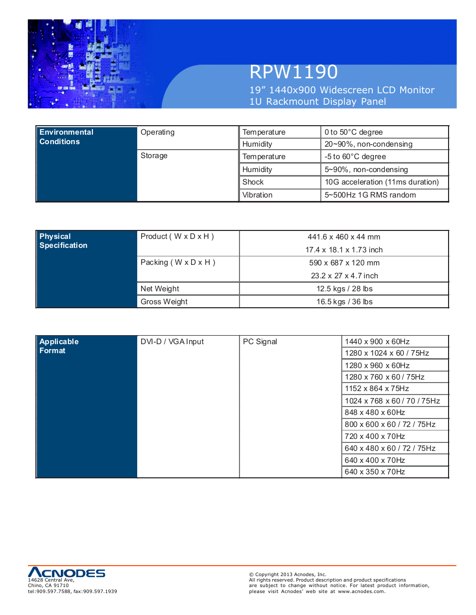 Rpw1190 | Acnodes RPW 1190 User Manual | Page 9 / 14
