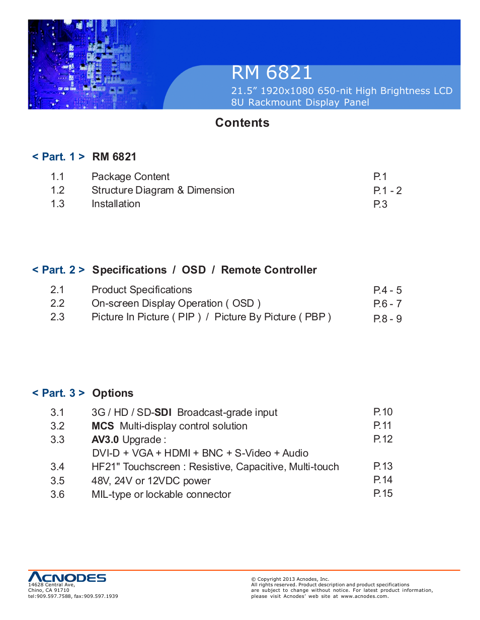 Acnodes RM 6821 User Manual | Page 3 / 19