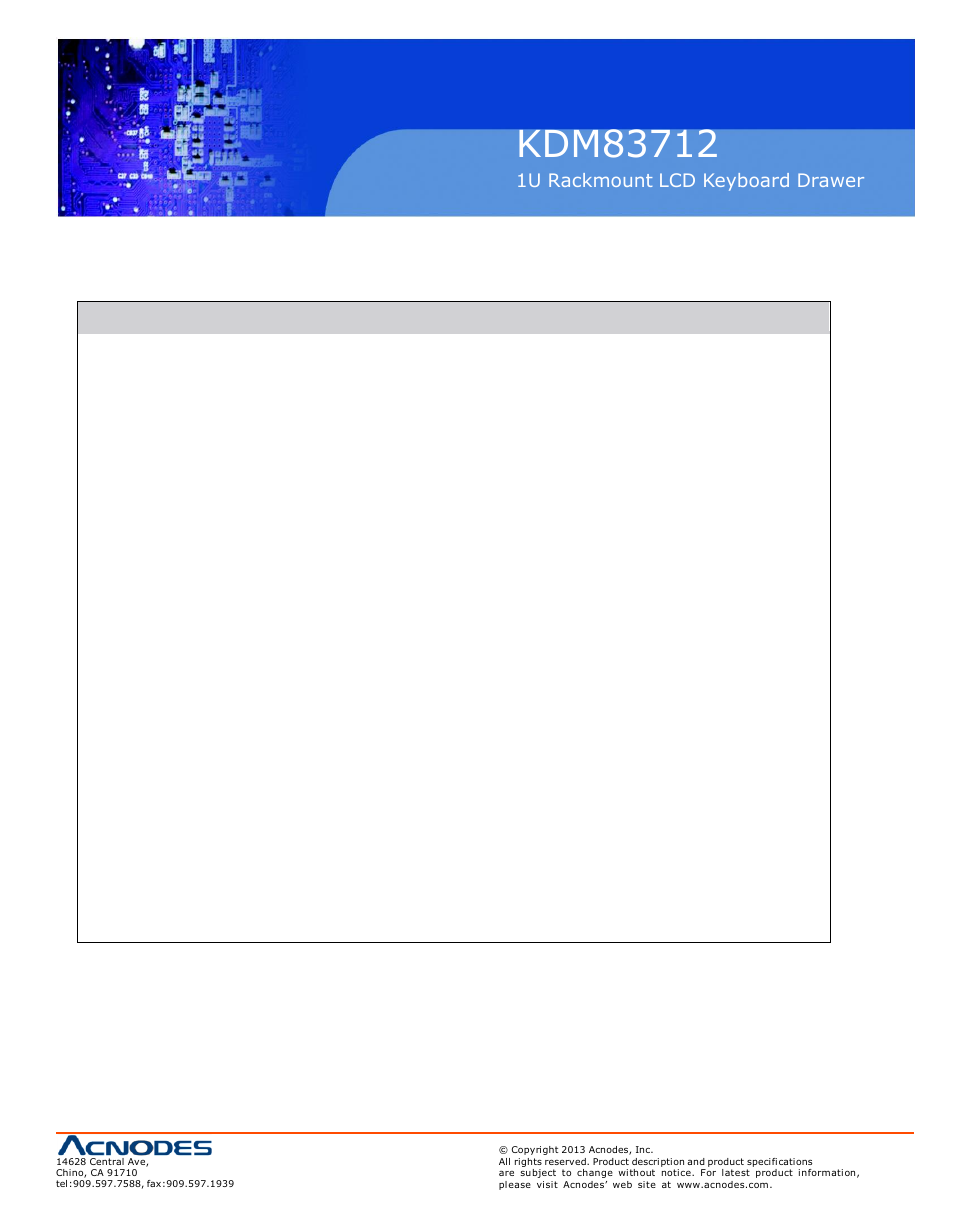 2 > specifications, Kvd1201 | Acnodes KDM 83712 User Manual | Page 19 / 22