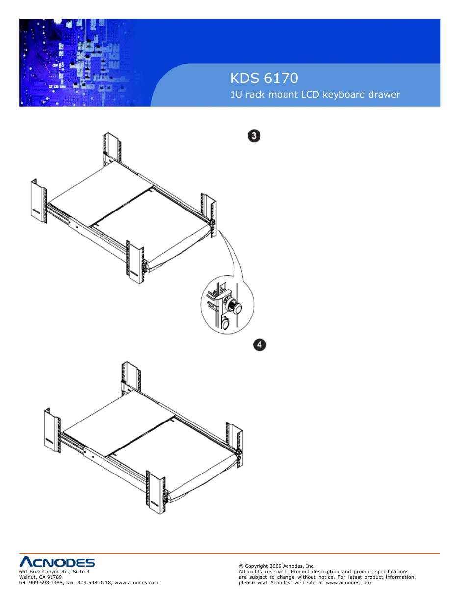 Kds 6170, 1u rack mount lcd keyboard drawer, 6 how to install “one man” installation slides 6 | Acnodes KDS 6170 User Manual | Page 8 / 18