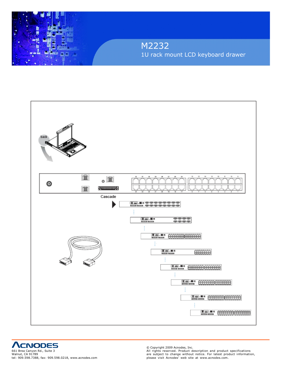 M2232, 1u rack mount lcd keyboard drawer, 6 cascade kvm modules | Acnodes M 2232 User Manual | Page 20 / 27