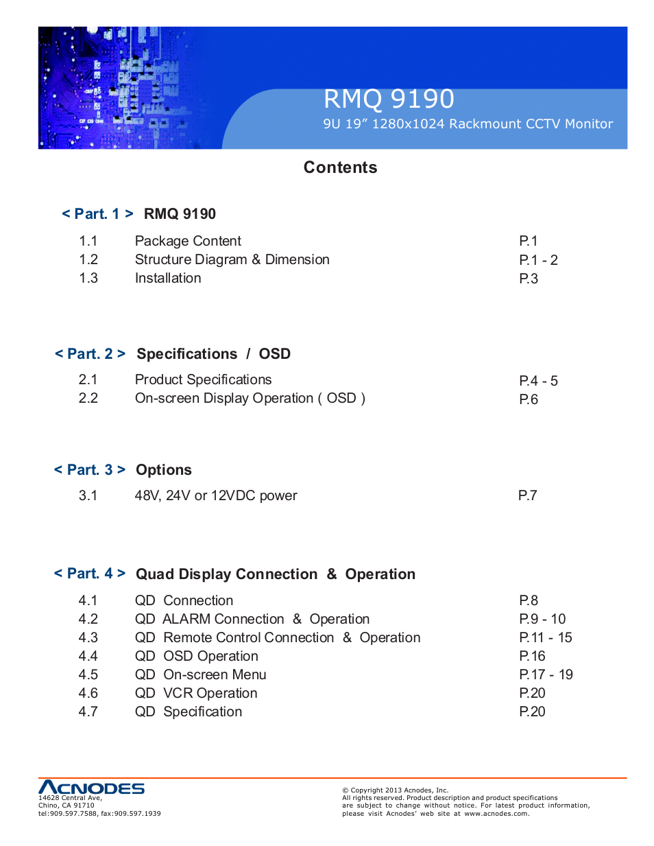 Acnodes RMQ 9190 User Manual | Page 3 / 24