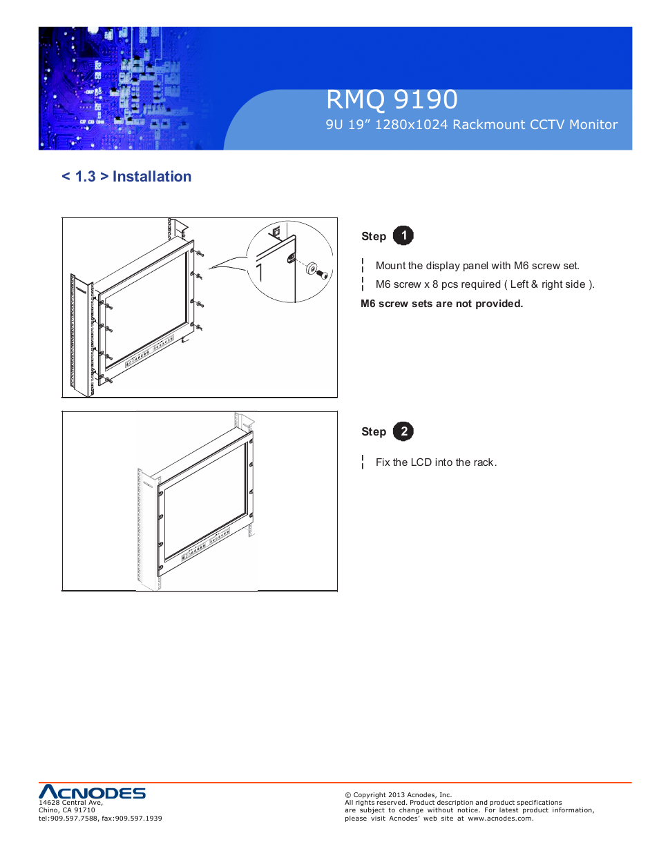 Rmq 9190, 3 > installation | Acnodes RMQ 9190 User Manual | Page 7 / 24