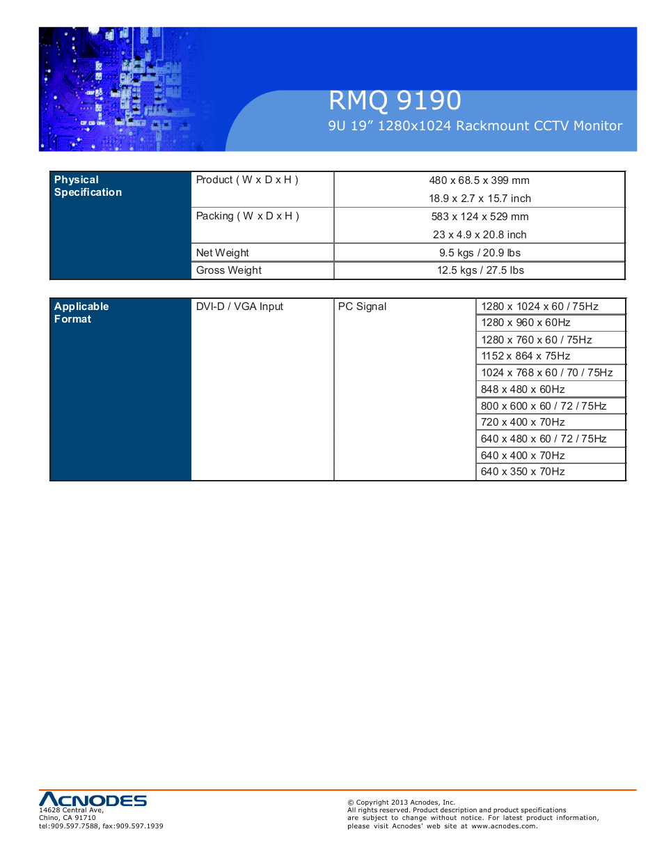 Rmq 9190 | Acnodes RMQ 9190 User Manual | Page 9 / 24