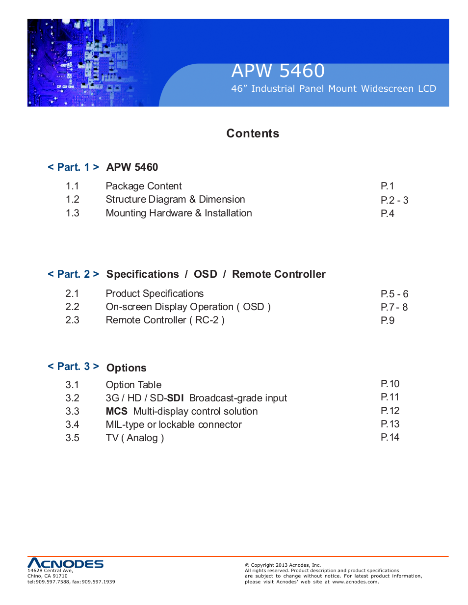 Acnodes APW 5460 User Manual | Page 3 / 18