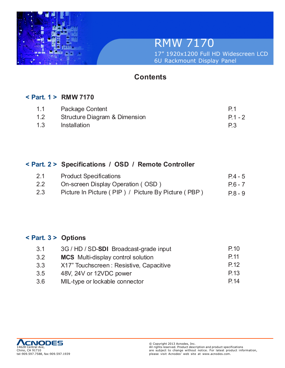 Acnodes RMW 7170 User Manual | Page 3 / 19