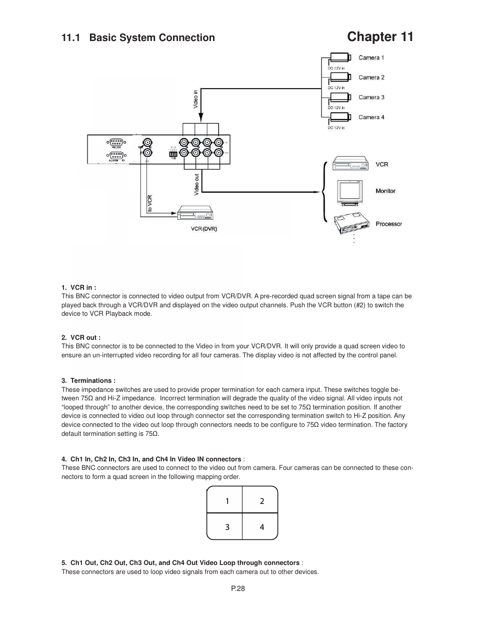Chapter 11, 1 basic system connection | Acnodes RMQ 8170 User Manual | Page 32 / 46