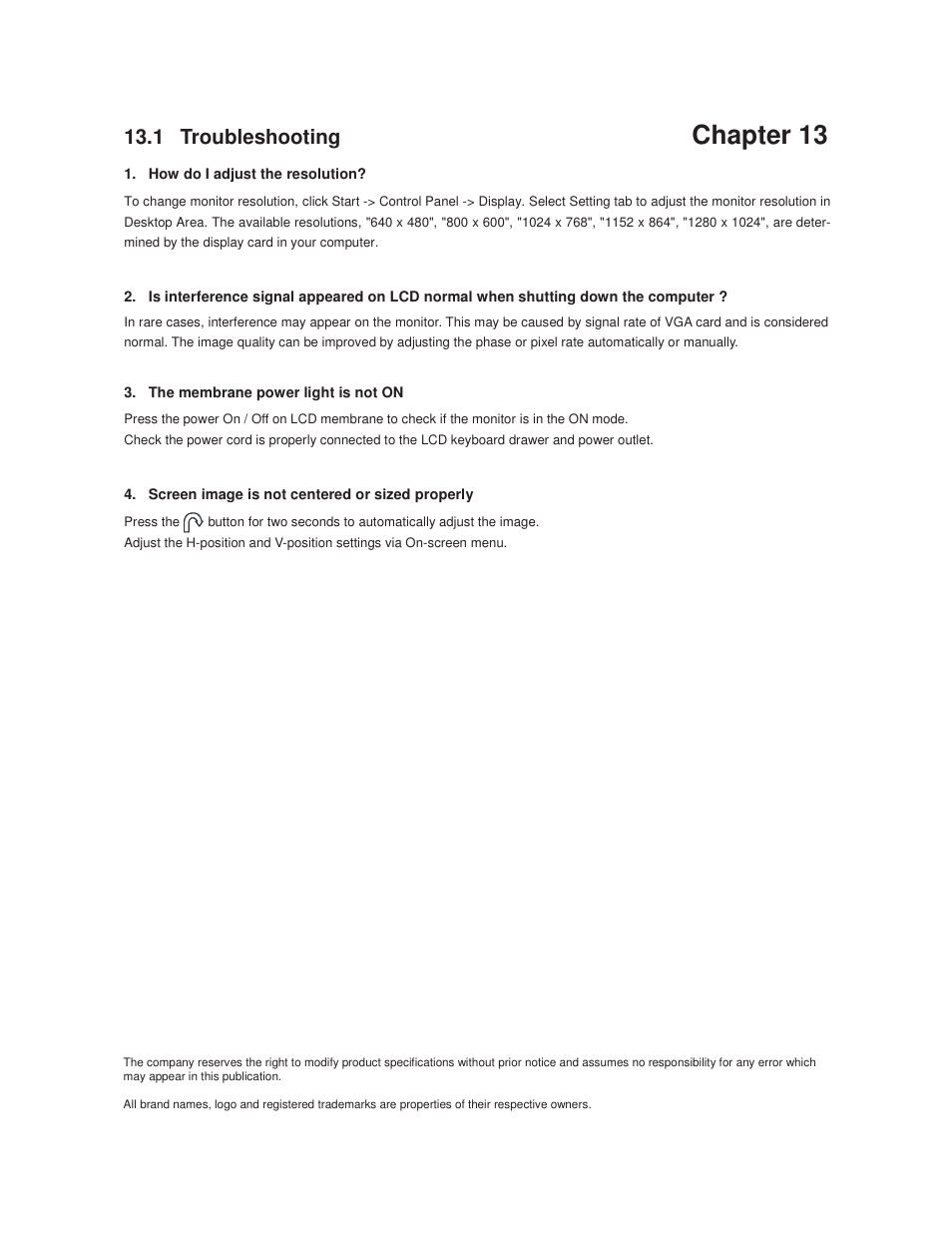 Chapter 13, 1 troubleshooting | Acnodes RMQ 8170 User Manual | Page 46 / 46