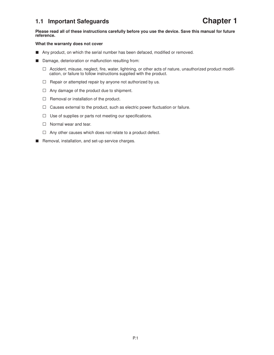 Chapter 1, 1 important safeguards | Acnodes RMQ 8170 User Manual | Page 5 / 46