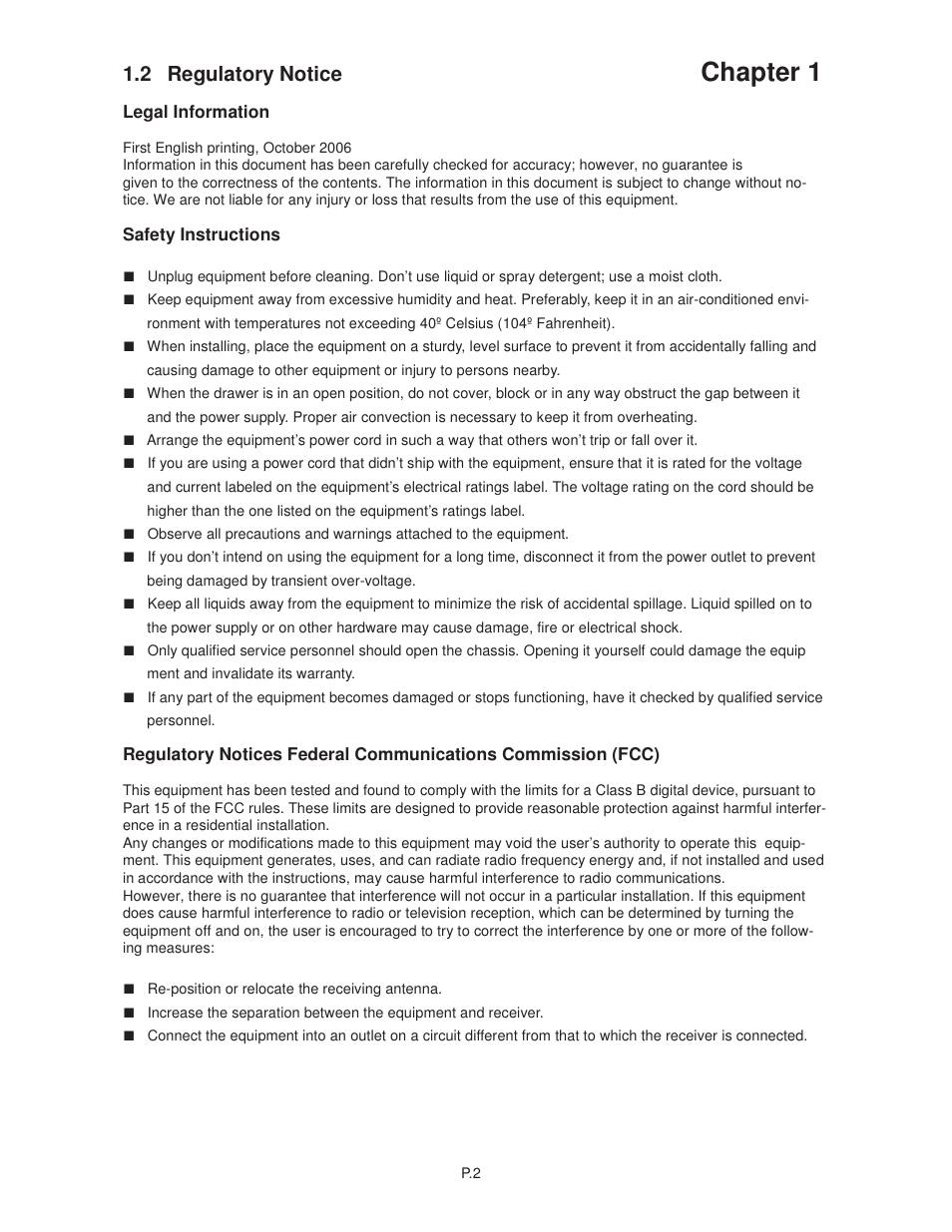 Chapter 1, 2 regulatory notice | Acnodes RMQ 8170 User Manual | Page 6 / 46