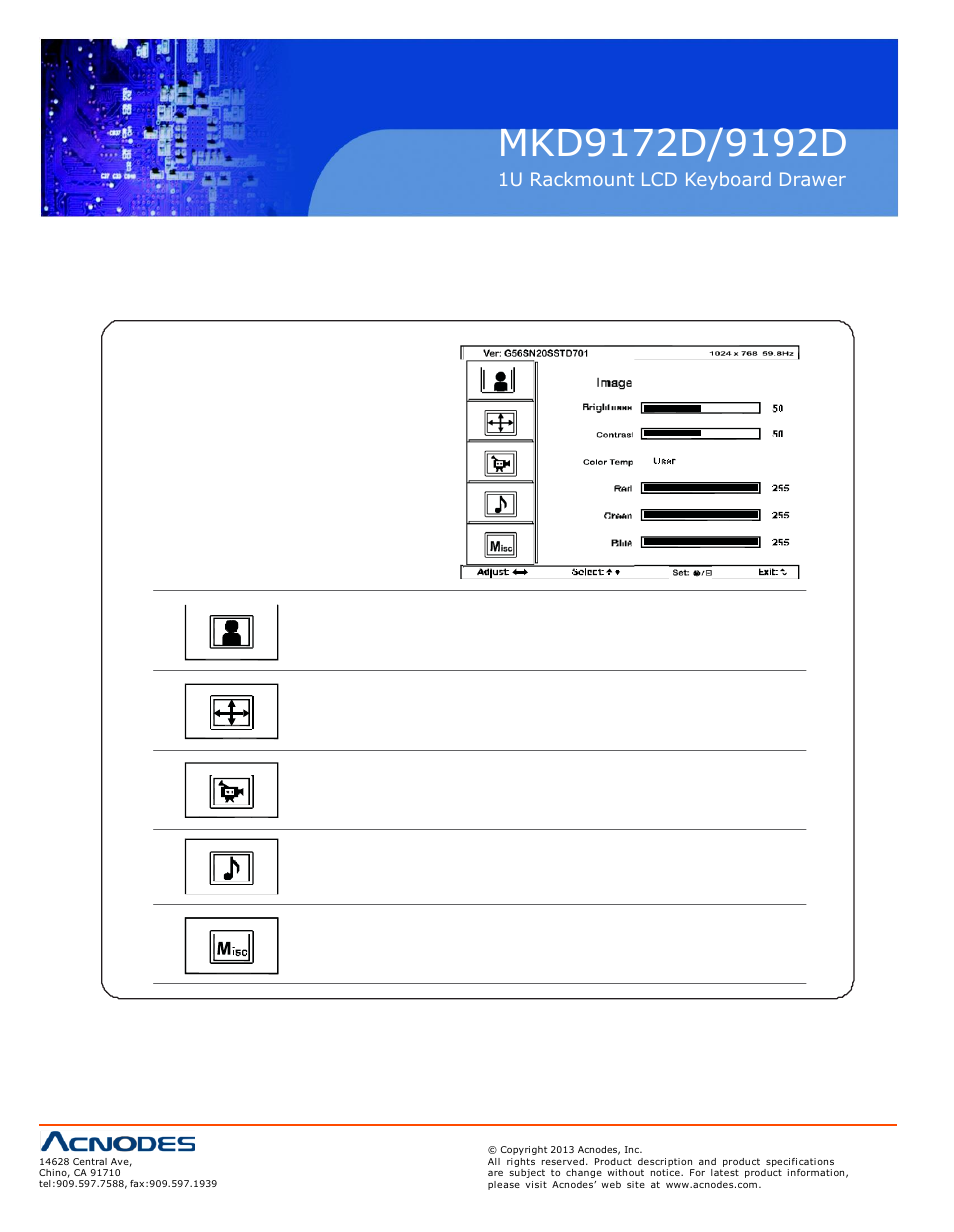 3 > on-screen display operation ( osd ) | Acnodes MKD 9192D User Manual | Page 12 / 14