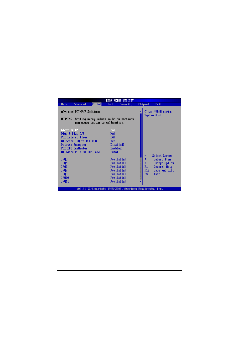 5 pci pnp menu | Acnodes OPC 8190 User Manual | Page 47 / 68