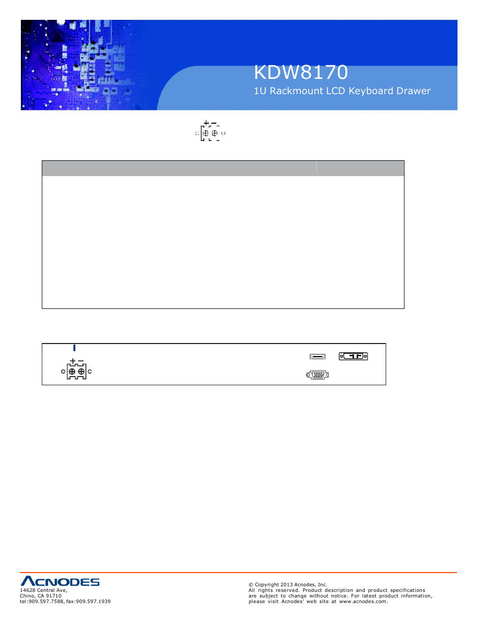 Kdw8170, 3 > options : dc power, Dc power | Acnodes KDW 8170 User Manual | Page 24 / 24