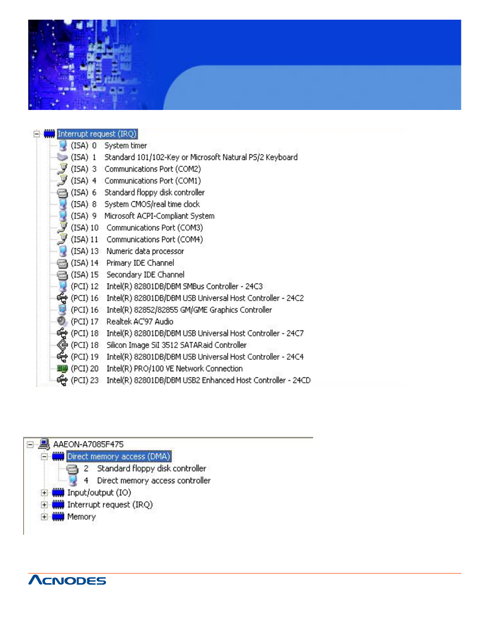 Fes6905, B.4 dma channel assignments b.3 irq mapping chart | Acnodes FES 6905 User Manual | Page 59 / 59