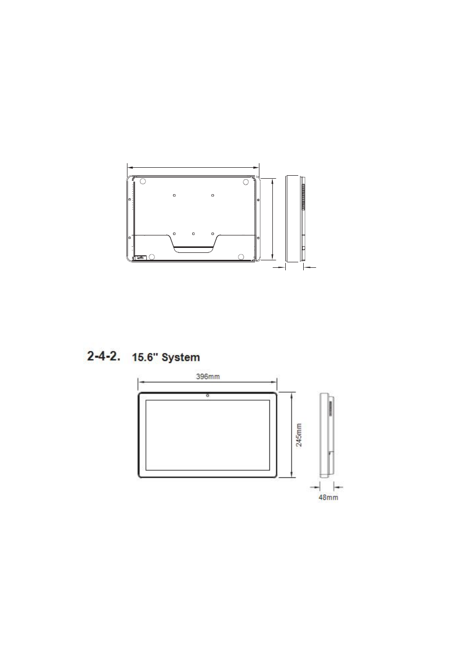 Dimensions, 1" system | Acnodes FPC 8759 User Manual | Page 11 / 52