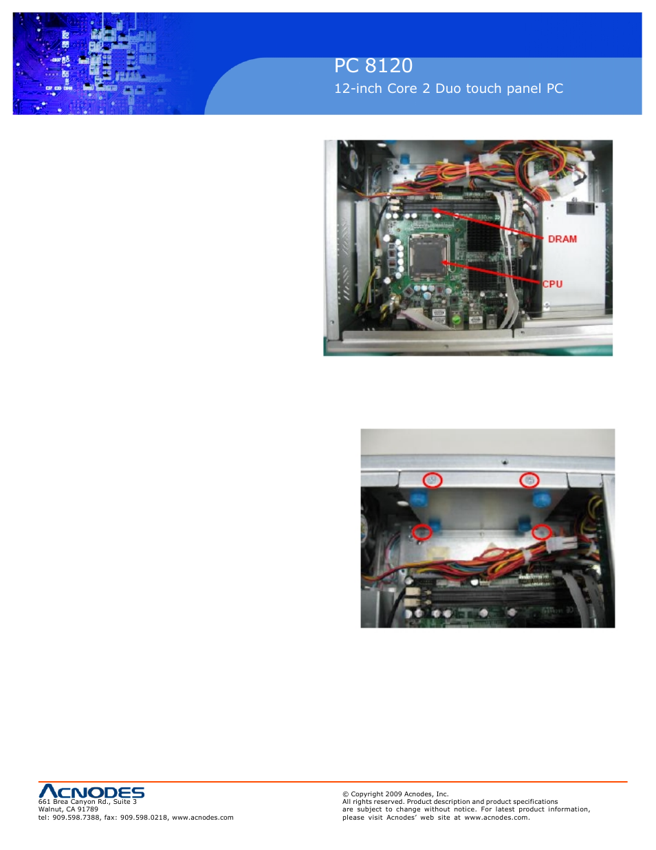 Pc 8120, Inch core 2 duo touch panel pc | Acnodes PC 8120 User Manual | Page 13 / 51