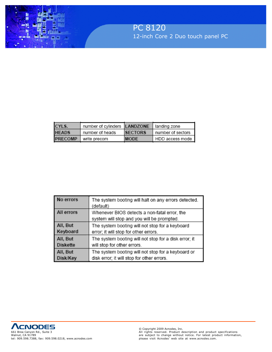 Pc 5150, Pc 8120, Inch touch panel pc | Inch core 2 duo touch panel pc | Acnodes PC 8120 User Manual | Page 24 / 51