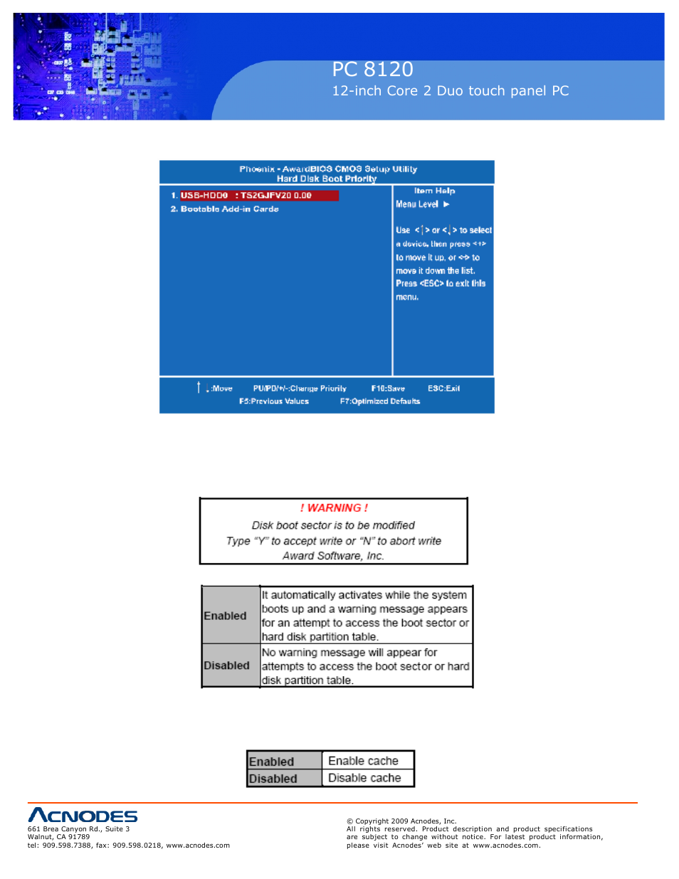 Pc 5150, Pc 8120, Inch touch panel pc | Inch core 2 duo touch panel pc | Acnodes PC 8120 User Manual | Page 26 / 51