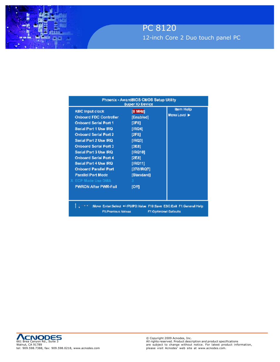 Pc 8120, Inch core 2 duo touch panel pc | Acnodes PC 8120 User Manual | Page 31 / 51