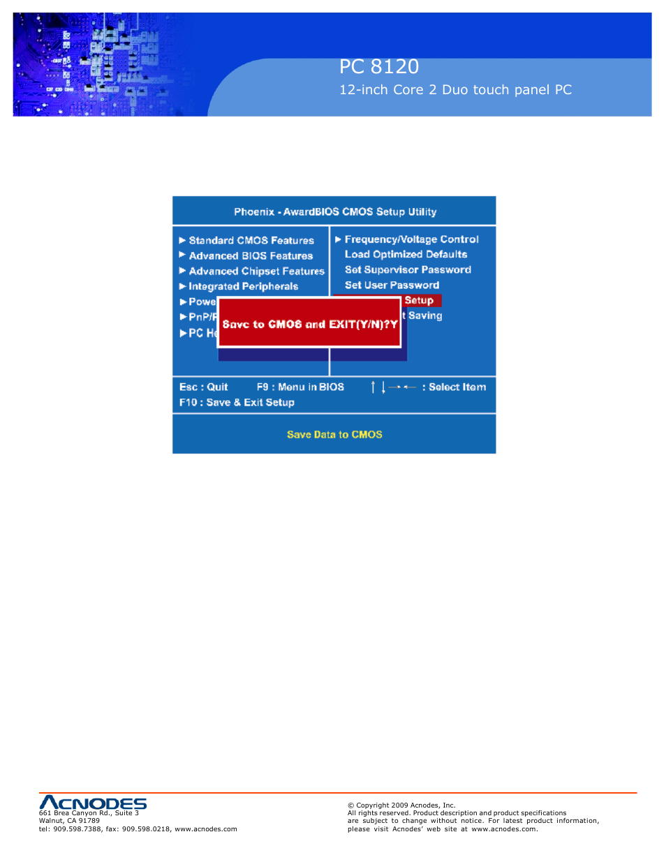 Pc 8120, Inch core 2 duo touch panel pc | Acnodes PC 8120 User Manual | Page 43 / 51