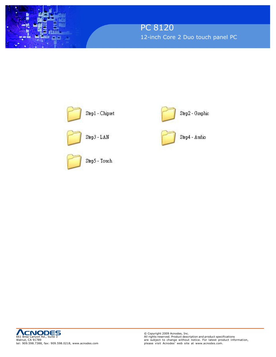 Pc 8120, Inch core 2 duo touch panel pc | Acnodes PC 8120 User Manual | Page 45 / 51