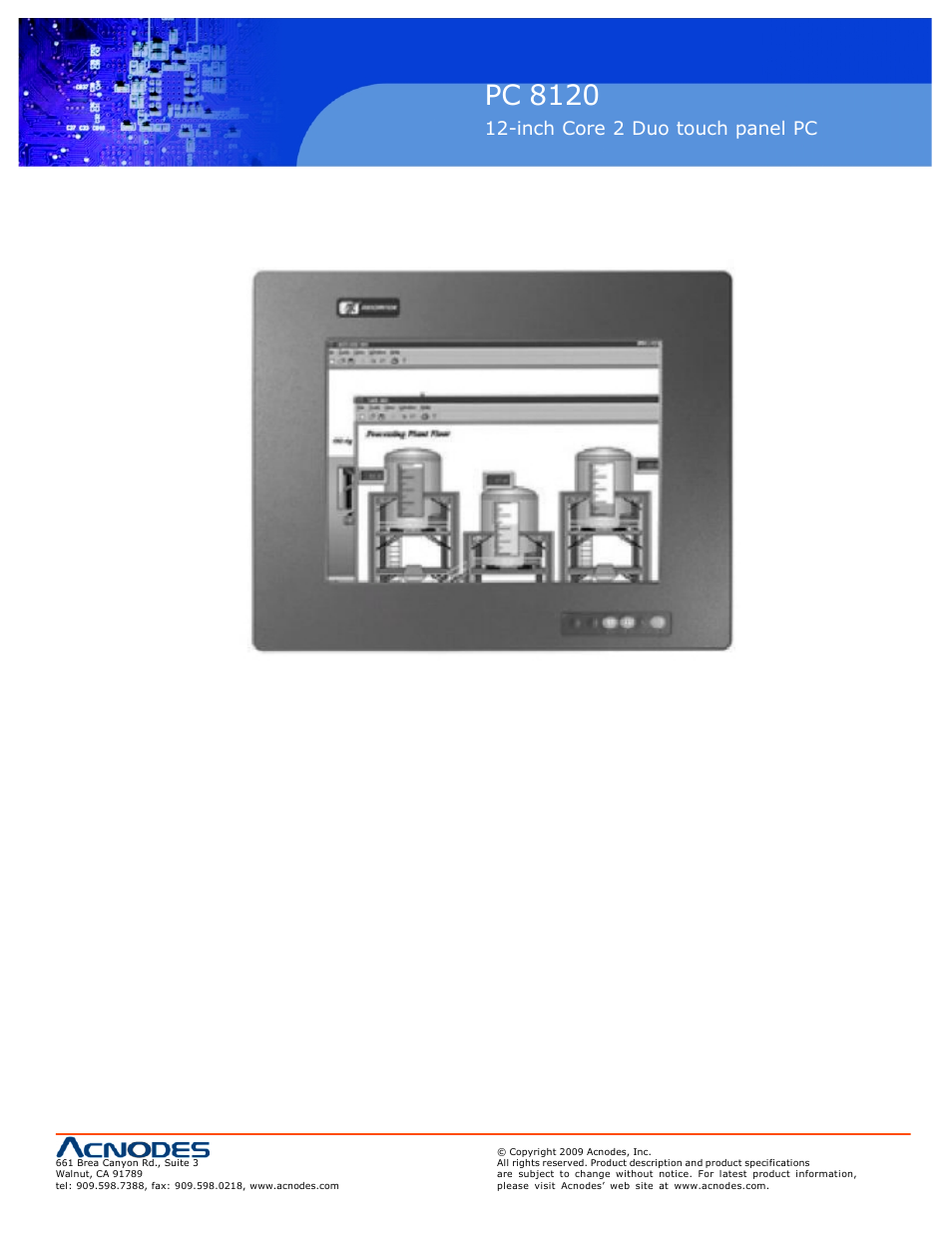 Pc 8120, Inch core 2 duo touch panel pc | Acnodes PC 8120 User Manual | Page 5 / 51